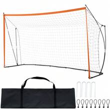 Portable Soccer Goal, 12x6 Ft Adults Backyard Soccer Net, Large Practice Soccer Net, Steel Fiberglass Structure Training Goal Set, All-Weather Outdoor Soccer Goals With Carry Bag, Orange - 橘色 - 查看 8
