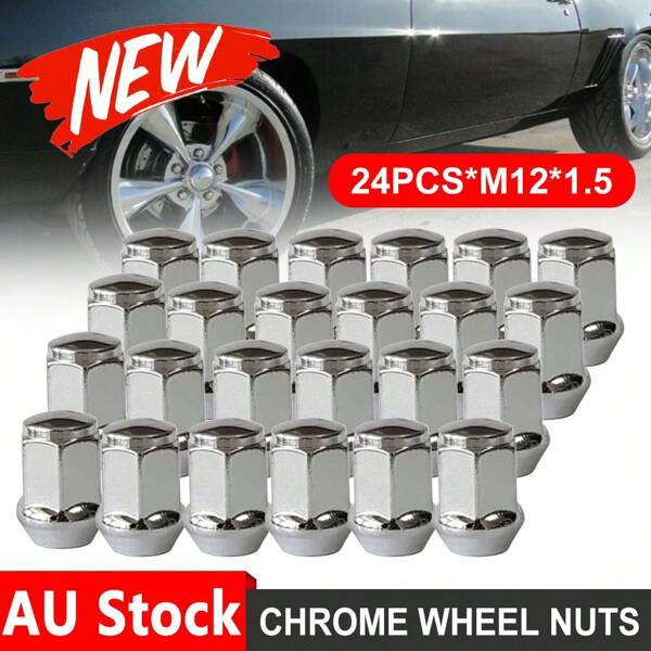 24pcs M12x1.5 Chrome Wheel Nuts For Ranger Bravo BT50 Mag Steel Wheels
