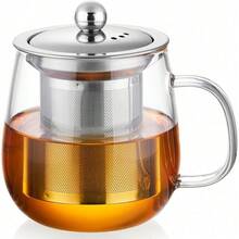Glass Tea Cup With Infuser And Lid, 17.6oz/520ml Large Borosilicate Teacup,Tea Glass, Clear Mug For Loose Leaf Tea, Blooming Tea, Microwave & Dishwasher Safe - Tea Maker Gift For Birthday - Stainless steel - View 1