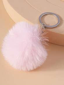 1pc Cute Faux Rabbit Tail Pom Pom Keychain, Unisex Commute Key Chain For Daily Wear Car Accessories Goth Y2k - Multicolor - View 14