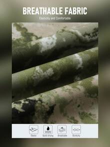 Men's Hooded Face Mask Fishing Shirt, Long Sleeve High-Performance Fishing Shirt, Breathable Quick-Dry, Boyfriend Style, Green Mosaic Design, UV Protection Fishing Apparel - Green - View 4