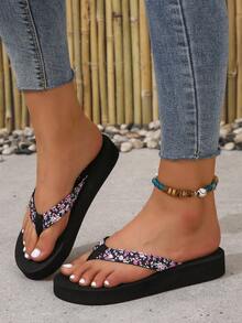 女士平底凉鞋，新款夏季时尚户外拖鞋，度假风黑色人字拖，夏威夷海滩风，学生及上班族沙滩鞋 - 黑色 - 查看 3