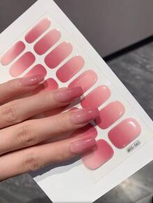 1pc New Ombre Color Nail Art Stickers, Full Cover Nail Wraps, Waterproof Peel And Stick Manicure Stickers, Women Fingernail Art, Easy To Use, Suitable For Holiday Decoration, Party, Birthday Gift - Baby Pink - View 1