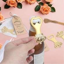12pcs/Set Gold Crown Bottle Opener, Suitable For Birthday Party, Wedding Gift, Bridal Shower, Valentine's Day Gift, Wedding Favors, Party Supplies, Couple Gift