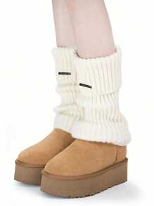 1-3 Pairs Of White Ruffled Warm Leg Covers With Metal Tags, And Fashionable To Wear