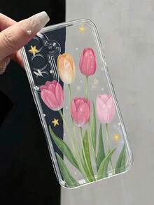 1 件透明郁金香彩绘加厚防震保护手机壳/保护套适用于 16/11/16pro/16plus/16promax/16e/15Promax/13/14/12/XS/XR/7G/8P、Galaxy S25/S25PLUS/S25 Ultra/A16/A36/A26/A56/A50/A12 防水防摔防刮 - 彩色 - 查看 3