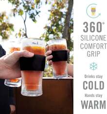 Host FREEZE Beer Glasses, 16oz Frozen Mugs, Freezable Pint Glasses, Father'S Day Present, Birthday Gifts For Dad, Beer Gifts, Set Of 2, Gray - Best Dad Ever Black - View 3