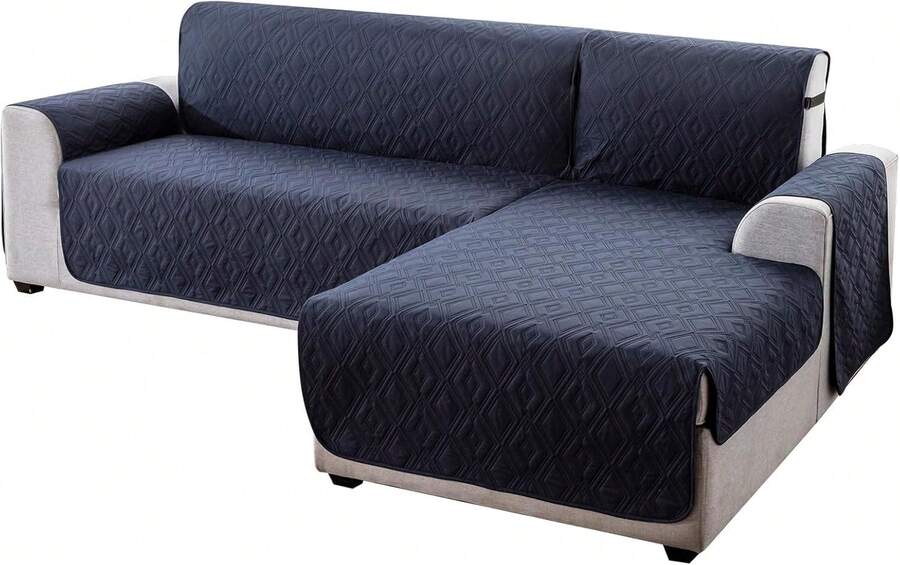 Sectional Couch Covers For Dogs L Shaped Sofa Covers Chaise Lounge Cover Reversible Couch Covers For Sectional Sofa L Shape Furniture Protectors Cover For Pets, Kids (Navy Blue, Sofa Large) - Navy Blue - View 1