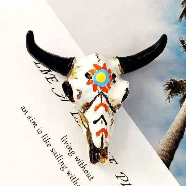 European And American Style Creative 3D Ox Head Resin Fridge Magnet, Retro Home Decor For Living Room Foyer, Holiday Decoration, Fridge Magnet Souvenir Collection Gift