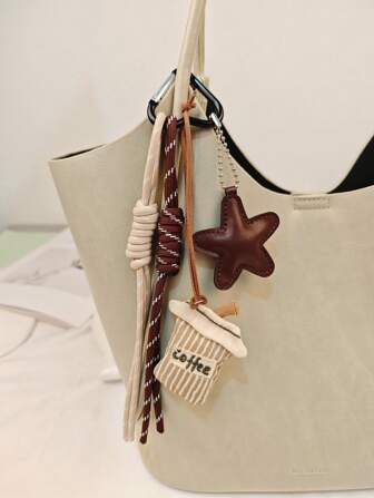 New Coffee Cup Fabric Decor Pendant, Cute Cartoon Backpack Charm, Fashionable Personalized Keychain, Saudi National Day Giveaway Item, Women Bag Accessory, Love Bag Amulet