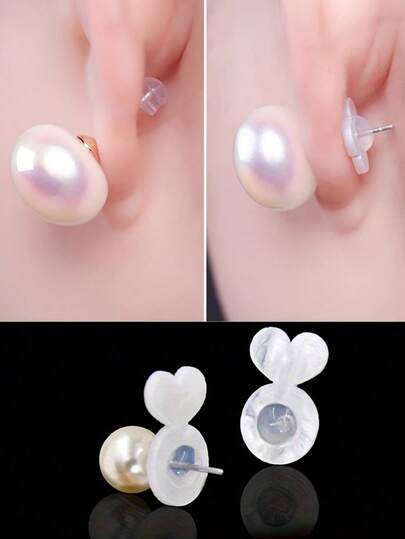 10/30/50个装心形硅胶耳钉后塞，适合较重的耳环，隐形提拉支撑垫，防止耳垂下垂，坚固耐用，适用于耳钉和吊坠耳环。