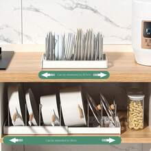 Giá để nồi đa năng có thể điều chỉnh, Giá để nồi và chảo tiết kiệm không gian trong bếp - Giá để nắp nồi bằng kim loại có thể điều chỉnh (Trắng) - Nhiều màu - Xem 3