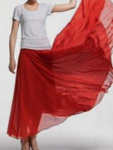 LUCIDVUE 女士夏季连衣裙孔雀蓝闪光面料双层雪纺裙两种穿法海滩度假装大摆优雅裙子回力长裙 - 大紅色 - 查看 5