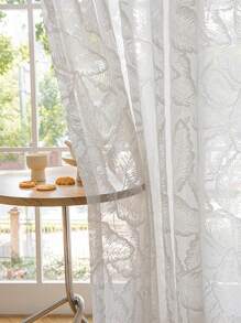1 Peça Cortina Transparente Jacquard de Bolso para Haste Contemporânea para Janela da Sala de Estar