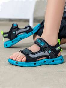 儿童露趾凉鞋，男童女童透气防滑软底沙滩鞋，轻便运动凉鞋，适合夏季校园、海滩、日常穿着和运动 - 綠色 - 查看 3