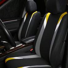 FH Group Front Set Cloth Car Seat Covers For Low Back Seats With Removable Headrest, Universal Fit, Airbag Compatible Seat Cover For SUV, Sedan, Van, Gray - Màu vàng - Xem 2