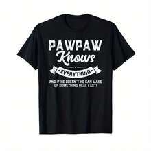 Pawpaw Knows Everything Shirt 60th Gift Funny Father's Day T-Shirt As Gift - 黑色 - 查看 1