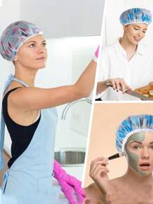 10pcs/5pcs/3pcs Double-Layer Shower Cap, Hair Mask Cap, Waterproof Bath Cap, Oil-Proof Hat, Shampoo Cap, Shower Bathing Cap, Waterproof & Thickened Home Bathroom Decor Fall Decor
