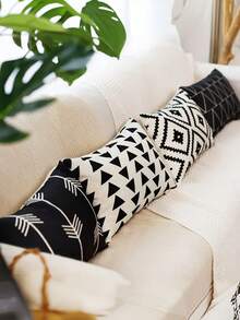 1/2/4 Fundas decorativas de cojín geométricas - Funda de cojín rectangular con patrón moderno para sofá, cama, hogar, exterior, coche (una sola cara, sin relleno de cojín), decoración de otoño, decoración de sala