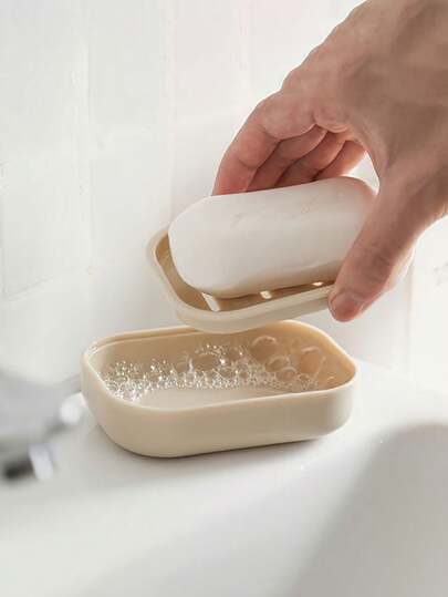 1 قطعة صندوق صابون إبداعي - رف تصريف الصابون، صندوق صابون محمول، ملحق حمام فريد للزينة وترتيب أسطح المنضدة