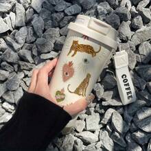 bablov 500ml铃兰水杯轻奢高端便携咖啡杯陶瓷内胆杯高颜值男女通用水杯车载户外便携杯 - 彩色 - 查看 5