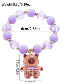 Set de 5 pulseras con dijes de capibara de dibujos animados y cuentas de colores