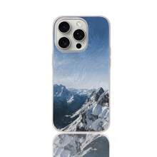 1个蓝白雪山、天空、山峰自然简约独特清新美丽云朵星空设计，不对称波浪IMD防震银色渐变冰箔金属激光闪亮艺术手机壳，适用于安卓//兼容OPPO/兼容VIVO/兼容荣耀//兼容红米/，防水防摔防刮，国际版，非国内版 - 彩色 - 查看 8