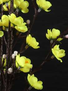 4/8 pièces Fleurs artificielles Fleur de prunier jaune 21,7" Fausse fleur d'hiver à longue tige en plastique Décoration de maison, hôtel, bureau, mariage, fête, jardin