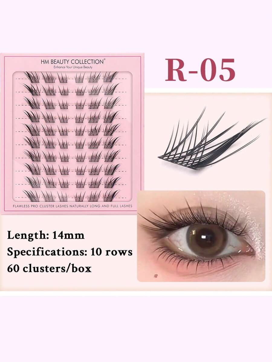 60 grupos de 14mm de pestañas naturales de zorro, extensiones de pestañas de aspecto natural, estilo de cómic de dibujos animados, reutilizables, que hacen que los ojos parezcan talla grande grandes, pestañas de cosplay, delgadas y ligeras