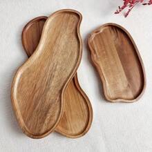 木制托盘，实木甜品托盘，可爱造型托盘，适用于水果，面包，小吃，寿司，多功能盘子，杯盘，下午茶桌，家庭餐厅，厨房用品，餐桌装饰木盘