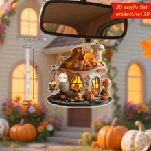 1pc Halloween Pendant Creative Pumpkin House Shape Bag Key Car Rearview Mirror Decoration Decoration Home Decor A Perfect Gift For Friends And Family.