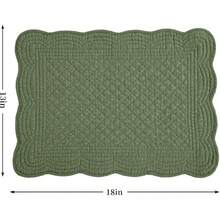 Quilted Placemats Set Of 6 Washable-13x18 Inches Rectangular Placemats For Kitchen Table-100% Cotton Fabric Rectangular Table Mats, (Flax)-LX - Emerald Green - View 2