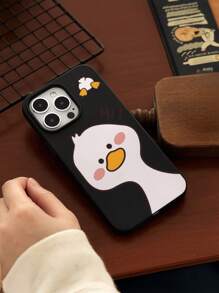 1pc Creative Duck Graphic, Matte Black TPU Shockproof Protective Phone Case, Can Be Used As Holiday Gift Compatible With Apple XS/XS Max/XR/11/12/13/14/14 Plus/15/15 Plus/16/16 Plus