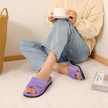 Local Delivery--Litfun Orthopedic House Slippers For Women Adjustable Arch Support Indoor Slippers Open Toe Corduroy Bedroom Shoes - Lavender Purple - View 2