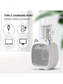 USB 可充电迷你空调风扇、电风扇、台式喷雾风扇、三速空调水冷风扇夏季降温、海滩、旅行 - 彩色 - 查看 6