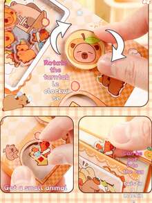 1pc Gashapon Capsule Vending Machine Themed Notebook (80 Pages), Full Color Interior, Featuring Rabbits, Pandas, Shiba Inus, Cats, Capybaras, Cartoon & Creative Pocket Memo Pad, Cute Cartoon 64K Notebook, Fun Stationery Pocket Journal - Multicolor - View 8