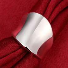 1pc 925 Sterling Silver Smooth Curve Ring For Women Lady Man Thumb Plate Rings Fashion Jewelry For Hip Hop Party Accessories Gift Daily Wear