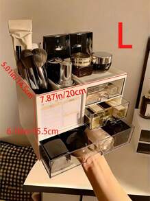 1 Stück mit Schublade Kosmetik Präsentationsständer, Schminktisch Aufbewahrungsbox, Schuljahresgeschenke, Wohnheimzimmer Schlafzimmer Organizer, Make-up Organizer, Pinselhalter, Parfumhalter, Augenbrauenstifthalter, Badezimmer-Accessoires, Schulanfang Artikel, Schulanfang Saison Vorräte, Studentenaufbewahrungs-Vorräte