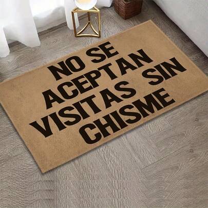 1 PIEZA Felpudo de bienvenida divertido - Diseño de letras "No Se Aceptan Visitas Sin Chisme", antideslizante, felpudo de baño, fácil de limpiar, felpudo de poliéster impreso, felpudo absorbente lavable, adecuado para decoración del hogar, accesorios de baño, decoración de habitaciones, decoración de la sala de estar, decoración de entrada, decoración de baño, decoración de cocina