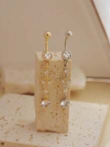 1 件时尚长款蝴蝶圆形合成锆石肚脐环，适合女士，身体穿孔派对饰品 - 蝴蝶 - 查看 5