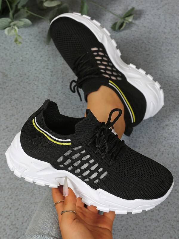 Zapatillas de punto sin cordones para mujer: transpirables y elegantes con recortes aireados, perfectas para comodidad todo el día y moda sin esfuerzo