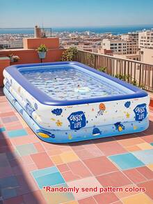1 件大型充气游泳池，适用于庭院和家庭，鲜艳的色彩设计，海滩必需品，海滩配件，泳池浮板
