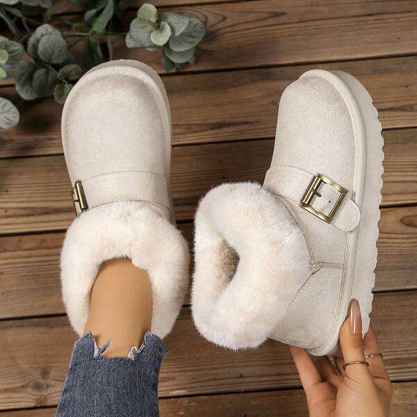 New Foreign Trade Large Size Snow Boots Women 2025 Winter New Slouchy Slip-On Warm Thermal Slippers Short Boots Women