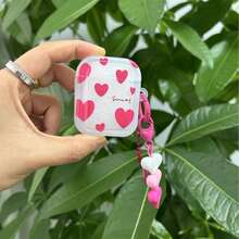 Pink Bluetooth Earphones Case Heart-Shaped Frame Compatible With AirPods 4/3/1/2, AirPods Pro, AirPods Pro 2, Thick Soft Protective Cover - Multicolor - View 3