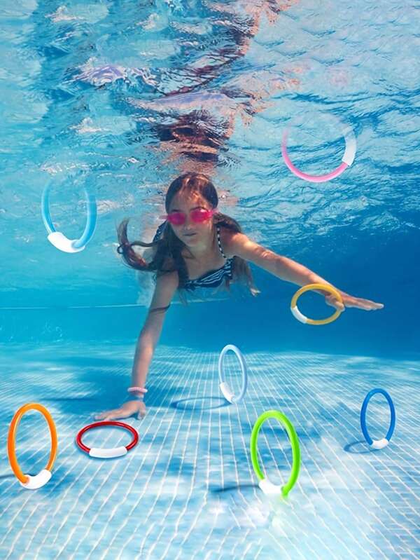 4 Packs Colorful Submarine Snorkel Rings - Fun Underwater Pool Toys For Teens, Great For Dive Training And Retrieval - Orange/Green/Blue/Yellow, Pool Dive Toys, Swimming Pool Toys