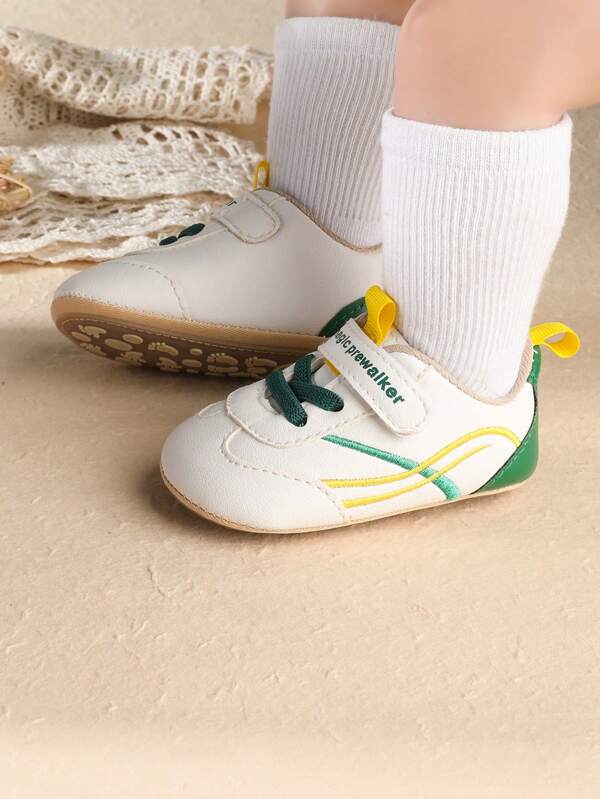 Infant Shoes For Newborn Infants, Casual Sports Sneakers With Hook And Loop Design Non-Slip Rubber Sole, 3-6-12 Months Old