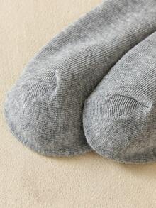 3双女士时尚简约黑白灰中筒袜，秋季 - 彩色 - 查看 2