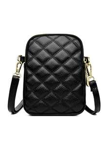 时尚小单肩包，简约多功能拉链斜挎包，女士户外手机袋 - 黑色 - 查看 5