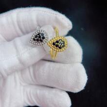 1 pieza Anillo abierto ajustable con gota de agua y cristal de fantasía bohemio, joya de mujer de oro y plata como regalo - anillo de gota de agua - Ver 10