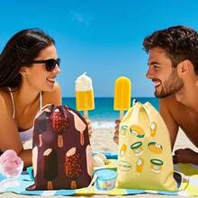 1/3PCS Cartoon Print Insulated Bag, Nylon Fabric With Built-In Aluminum Foil Thermal Layer, Keeps Fresh And Cold, Large Capacity Design, Easily Stores Ice Cream, Popsicles, Fruits, Fresh Ingredients, Suitable For Outdoor Travel. Drawstring Closure Design, Pull The Rope To Tighten The Bag Opening, Easy To Access Items. Multiple Cute Patterns Available, High Aesthetic Value, Versatile For Daily Use. - View 8
